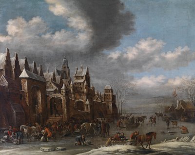 Winter Landscape with Ice Skaters by Thomas Heeremans